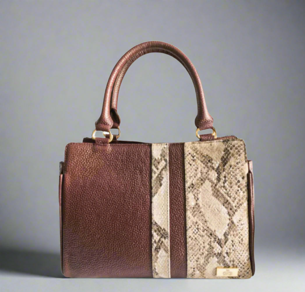 Women's Leather Hand Bag – Embellished Snake Print Wild Tote Bag
